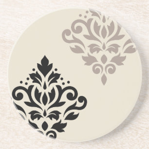 Porta-copos Rolar Damask Art I Black Taupe Cream