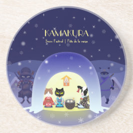 Porta-copos Ronda de Celebração de Neve de Edo-Neko