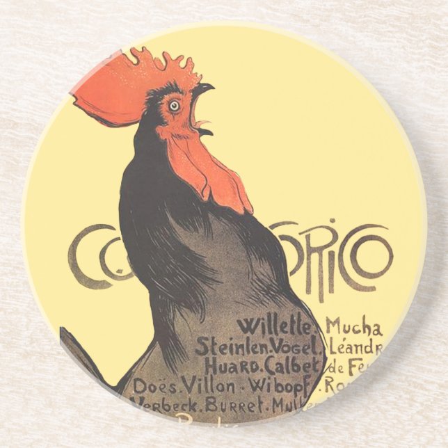 Porta-copos Rooster Steinlen Cocorico Arte Francesa (Frente)