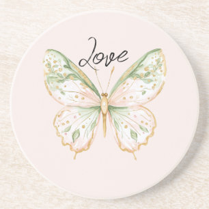 Porta-copos Rosa Bege Verde Menta Dourado Amor Borboleta