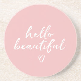 Porta-copos Rosa Branco Olá Bela Coração Inspirador