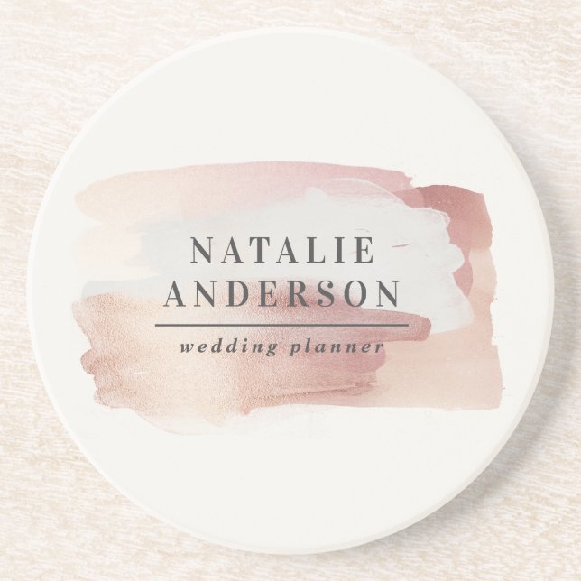 Porta-copos Rosa de ouro, na moda, branco, elegante (Frente)