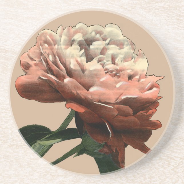 Porta-copos Rosa vermelha Ruby com Destaques Brancos (Frente)