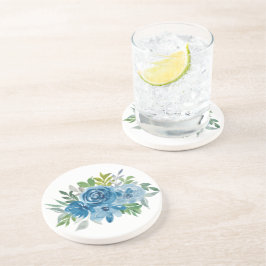 Porta-copos Rosas de Aquarela Azul Claro
