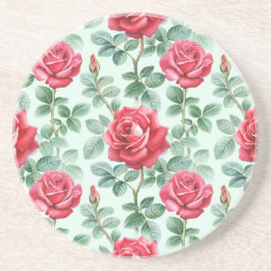 Porta-copos Rosas De Aquarelas: Ilustração Sem Costura Floral.