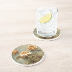 Porta-copos Rosas de pêssego romântica Floral