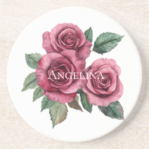 Porta-copos Rosas Verdes Rosa Vermelhos Floral