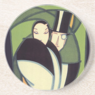 Porta-copos Rótulo Antigo de Legume Topper, Romance Art Déco