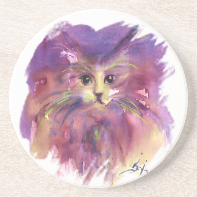 PORTA-COPOS ROXO GATINHO, RETRATO DE GATO (Frente)