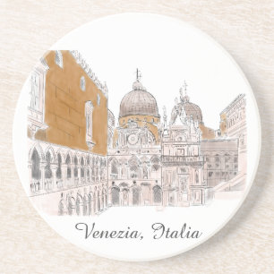 Porta-copos Rua de Veneza. Marca Ilustração Clássica Quadrada
