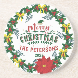 Porta-copos Rua Vermelha Brilhante da Família Natal