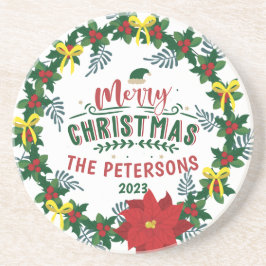 Porta-copos Rua Vermelha Brilhante da Poinsettia Natal