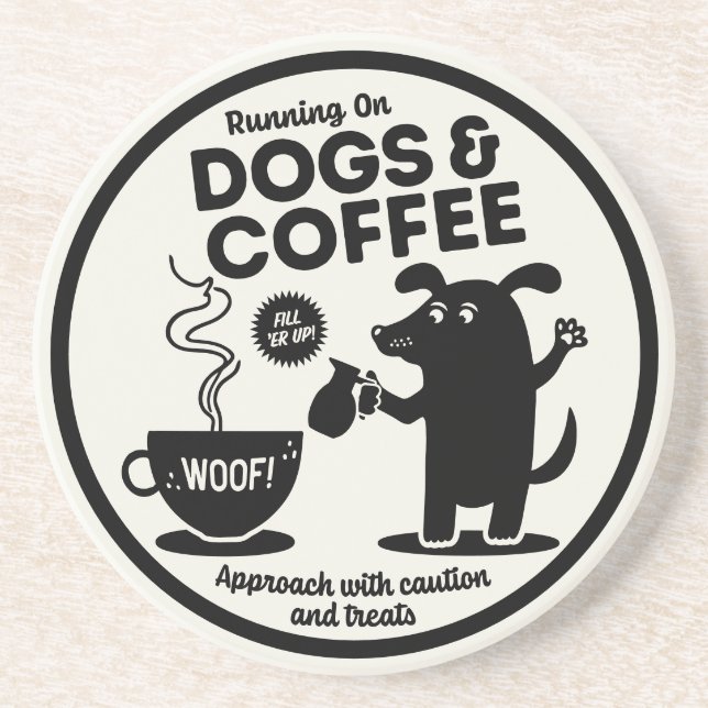 Porta-copos Running on Dogs and Coffee  (Frente)