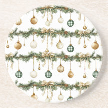 Rustic Brown Bows Cream Green Christmas