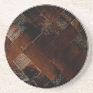 Porta-copos Rustic Brown Patchwork Cowhide
