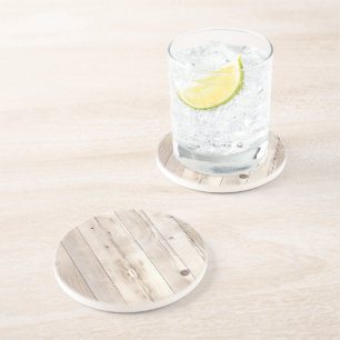 Porta-copos Rustic Faux Cream White Wood