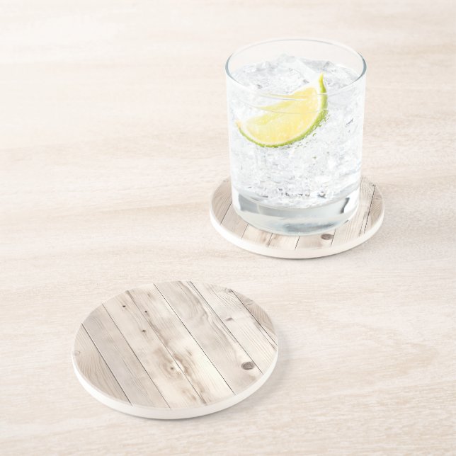 Porta-copos Rustic Faux Cream White Wood (Lateral)