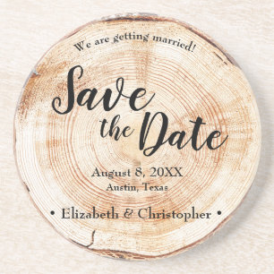 Porta-copos Rustic Wood Weding Date