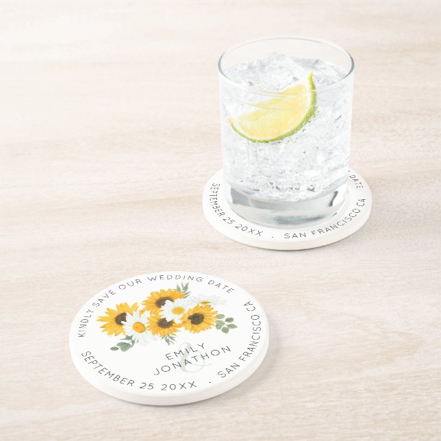 Porta-copos Rústicos Girassóis Guardam A Data (Lateral)