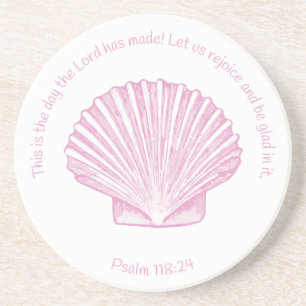 Porta-copos Salm 118:24 Este é o Dia com Seashell
