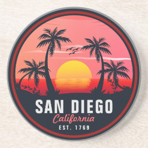 Porta-copos San Diego California Retro Sunset Souvenirs 60s