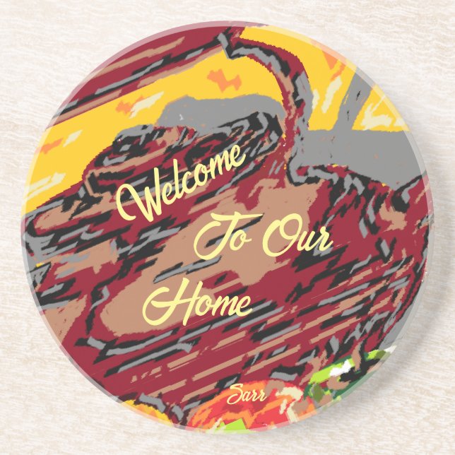 Porta copos Sandstone: Chá Kettle e Fruta (Frente)