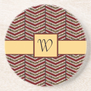 Porta copos Sandstone Chevron Leopardo