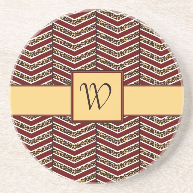 Porta copos Sandstone Chevron Leopardo (Frente)