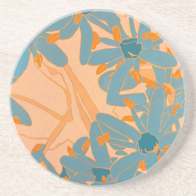 Porta-copos Sandstone Coaster Contemporary Leaf Design Peach (Frente)