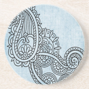 Porta copos Sandstone do Motif Blue Mehndi