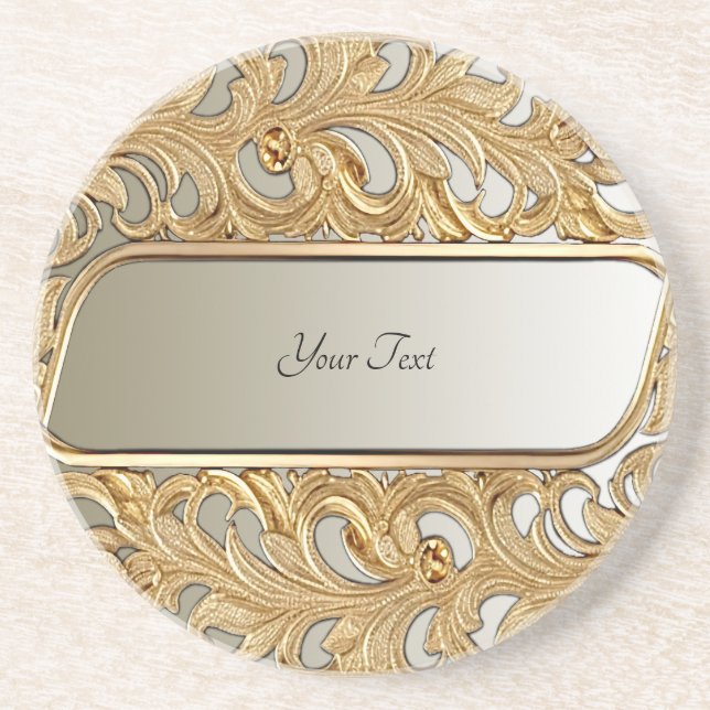 Porta copos Sandstone do Ornamentado Dourado moder (Frente)