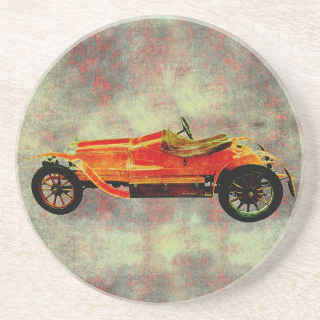 Porta copos Sandstone do Vintage Red Car (Frente)