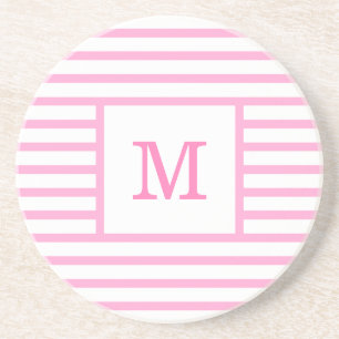 Porta-copos Sandstone Personalizado de Monogramas, listras bra