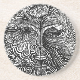 Porta-copos Sandstone Retrato de Linha Tripla Preta e Branca