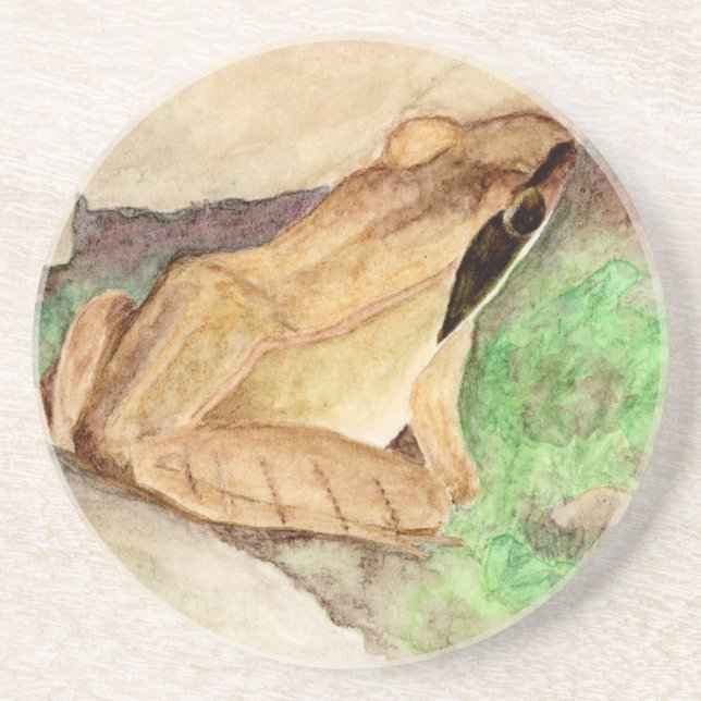 Porta-copos Sapo de madeira Aquarela (Frente)