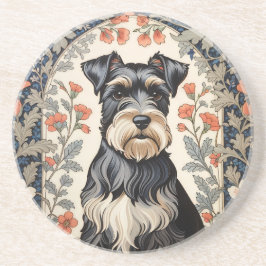 Porta-copos Schnauzer Elegante Floral Inspirado em William Mor