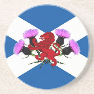 Porta-copos Scotland, cardo da flor, leão desenfreado