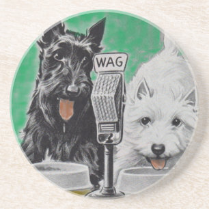 Porta-copos Scottie dogs Blackie e Whitie na rádio