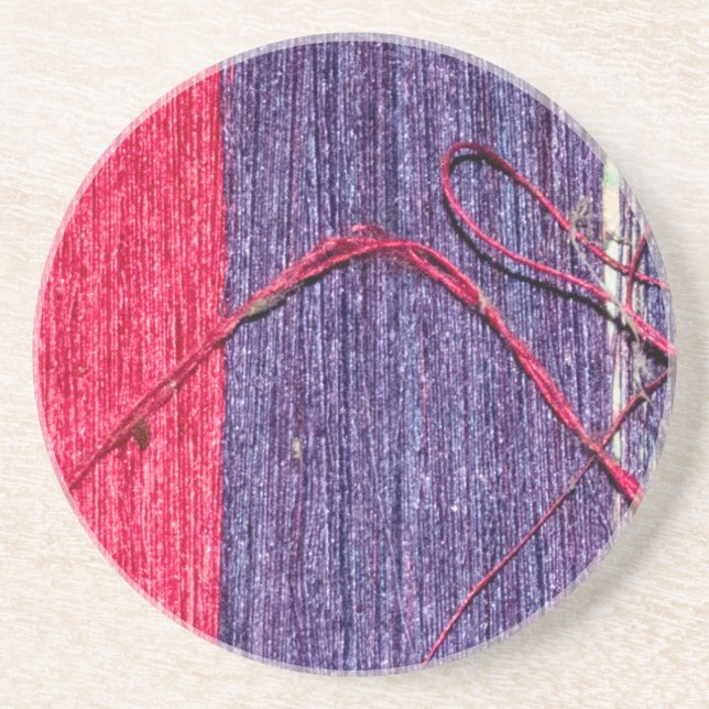 Porta-copos Seda Tailandesa Azul e Vermelha (Frente)