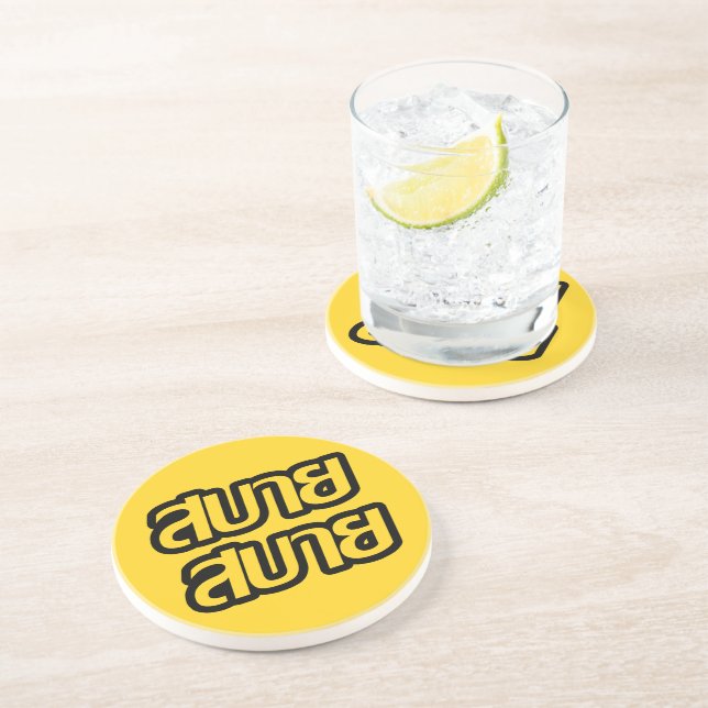 Porta-copos Sentir o Bom Sabai Sabai Sabai em Língua Tailandes (Lateral)