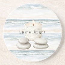 Serenity Blue Beach Ocean Candle Rocks