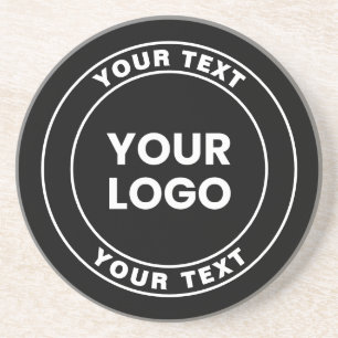 Porta-copos Seu logotipo carregado + texto circular em negrito