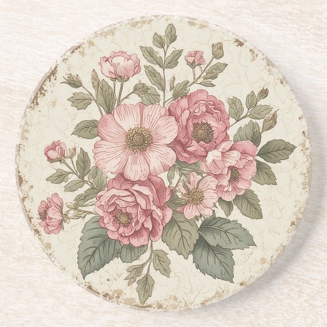 Porta-copos Shabby Chic Floral (Frente)