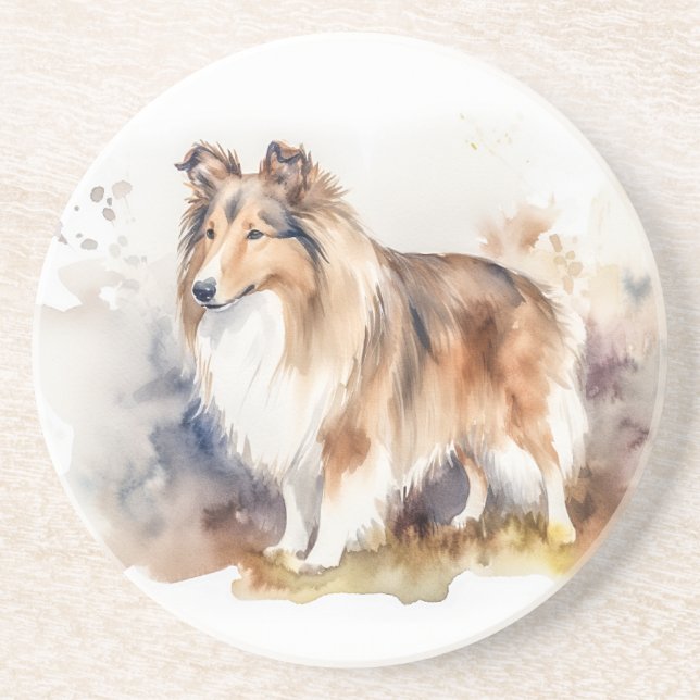 Porta-copos Sheltie Watercolor (Frente)
