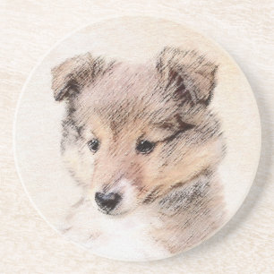 Porta-copos Shetland Sheepdog Puppy Pintura Original