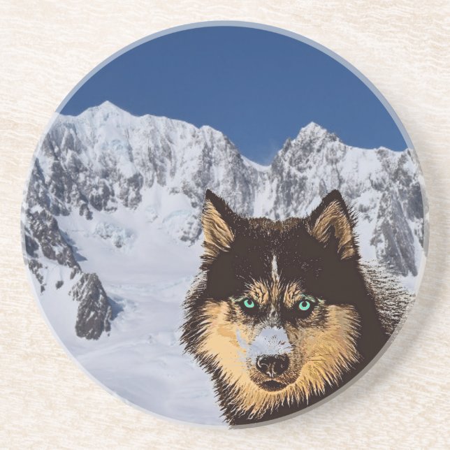 Porta copos Siberian Husky Sandstone (Frente)