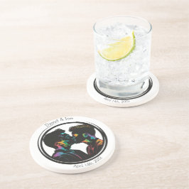 Porta-copos Silhueta colorida do Casal Gay personalizada