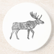 Silhueta Ornamental de Alce Andando Preto e Branco