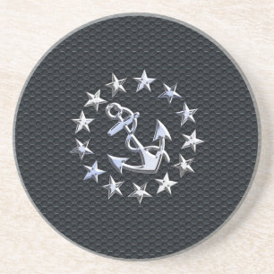 Porta-copos Símbolo cromo de bandeira iate náutico no decor 