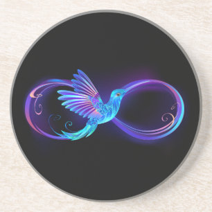 Porta-copos Símbolo de Infinito Neon com Beija-flor Brilhante